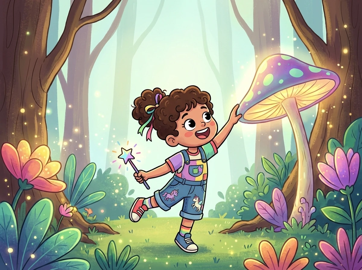 Lily and Celeste followed a trail of glittery hoof prints that led them to a hidden meadow filled with sparkling flowers.