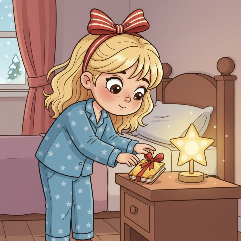 Na jej stoliku nocnym, obok lampki w kształcie gwiazdki, leży mała, błyszcząca książeczka przewiązana czerwoną wstążką. Zuzia nigdy jej tam wcześniej nie widziała. Z ciekawością wyciąga rączkę i otwiera pierwszą stronę.