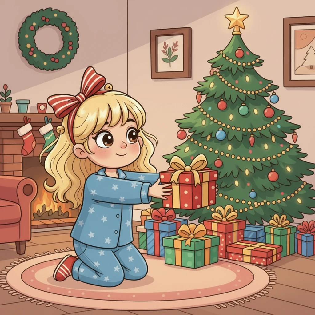 "Jest ładnie zapakowany, wstążką przewiązany. Czeka pod choinką na swoją kolej. Co to?". Zuzia czuje dreszczyk emocji, patrząc na stos kolorowych paczek, które cierpliwie czekają na otwarcie.