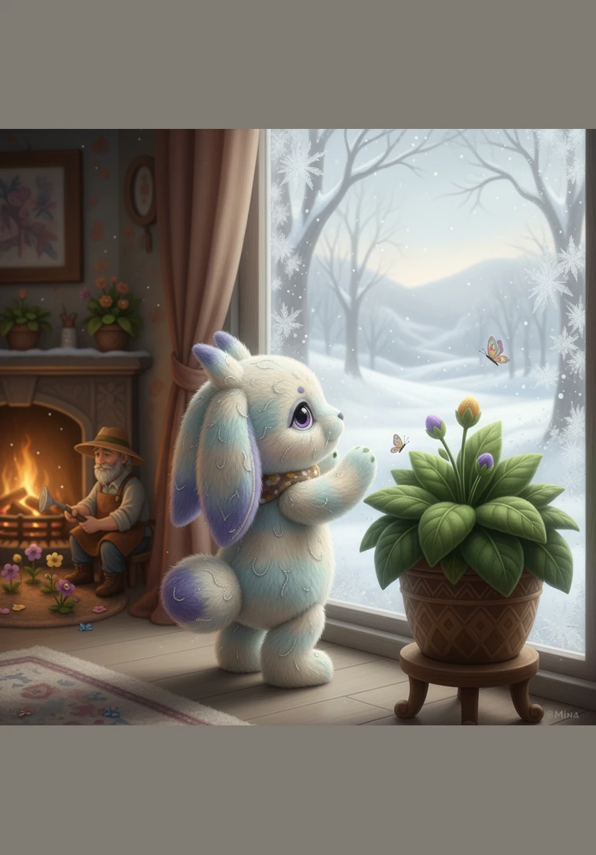 Mina stood by the frosted window, her heart longing for the hum of spring while the world outside was wrapped in a silent, snowy blanket. She spent her days counting the hours until the first crocus would pierce the cold ground, dreaming of velvet butterfly wings. To her, the vibrant green of a new leaf was far more precious than the warmth of winter's hot cocoa.