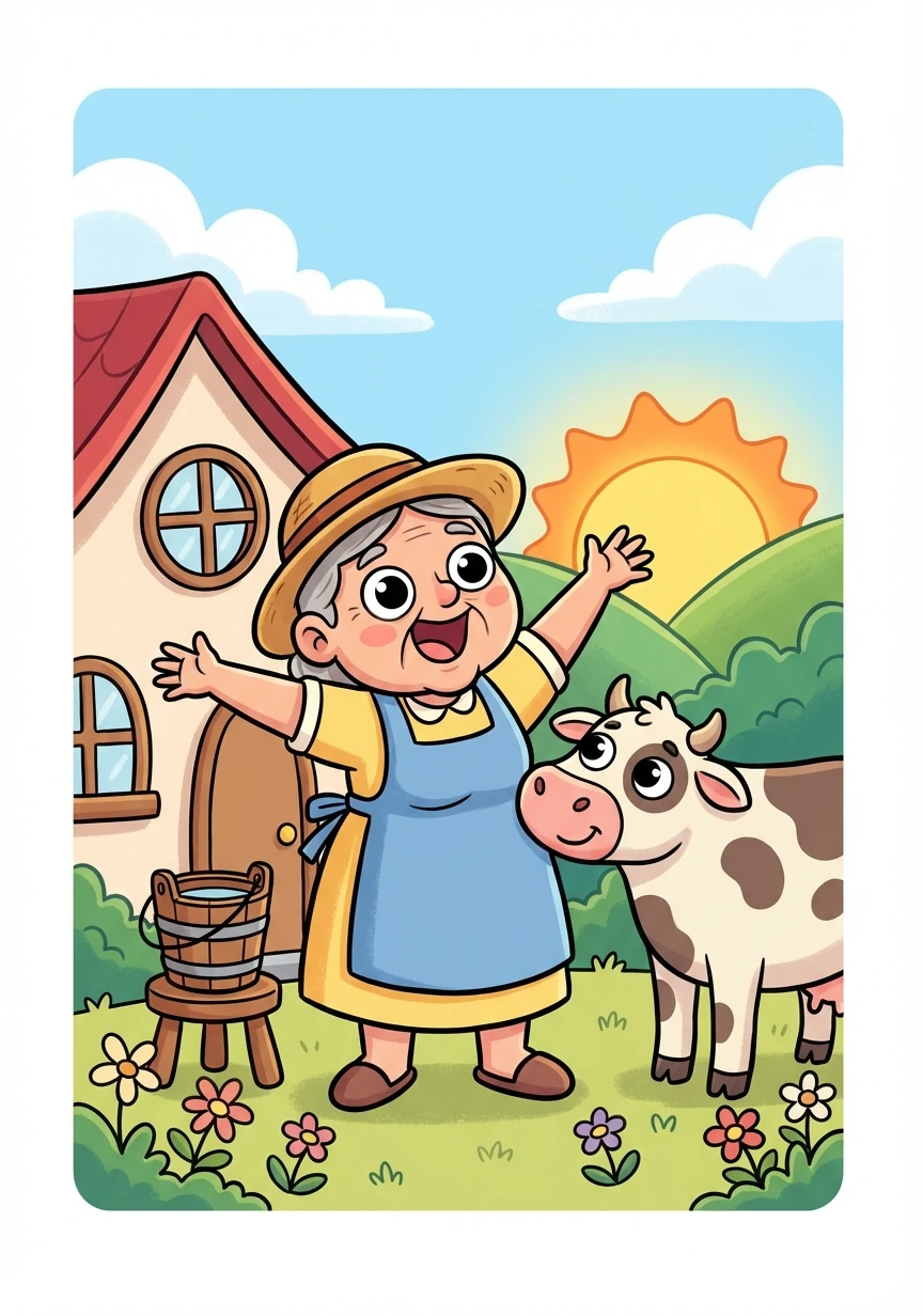 Doña Elena se despierta con el sol y se prepara para ordeñar sus vacas. Siempre le ha costado llevar la cuenta de la leche que vende cada día.