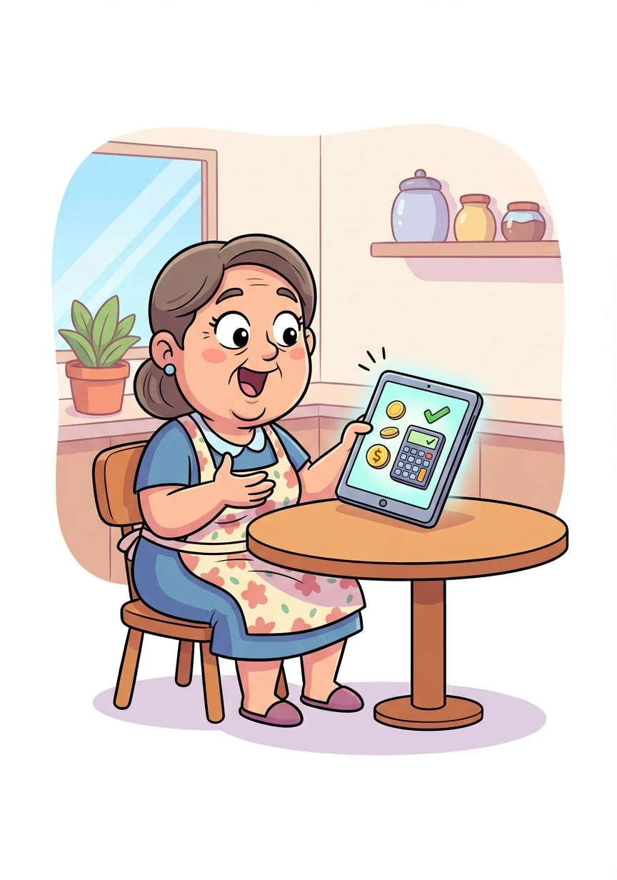 La app calcula automáticamente el coste diario. Doña Elena se sorprende de lo fácil que es ahora llevar el control.