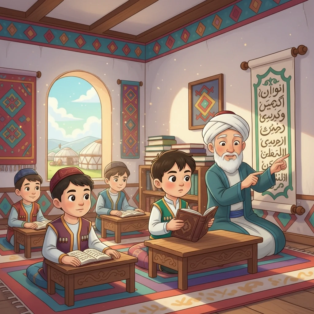 Абай мектепте оқып, сауат ашты. Ол діни сабақтармен қатар, араб, парсы тілдерін үйренді. Абай білімге деген құштарлығымен және тырыстығымен ерекшеленді. Оның жас жүрегі білімге ұмтылды.