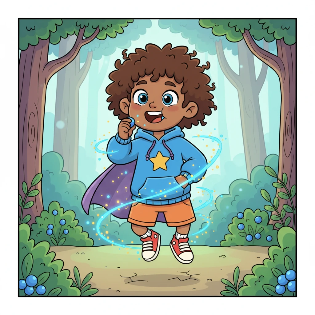 Curiosity sparkling in her eyes, Lily carefully plucks one glowing berry and takes a tiny bite. Immediately, a wave of joyful, bouncy energy courses through her, making her feet float just a little off the ground. She bounces with delight, feeling lighter than a feather and full of happy wiggles.