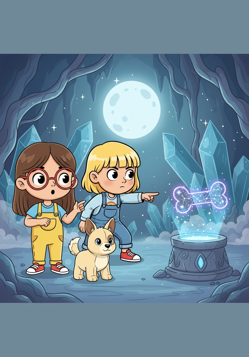 The Starry Bone floats into the air, exploding into a thousand tiny stars that form beautiful constellations of puppies in the night sky. The girls watch in awe as the magical forest slowly transforms back into their cozy bedroom.