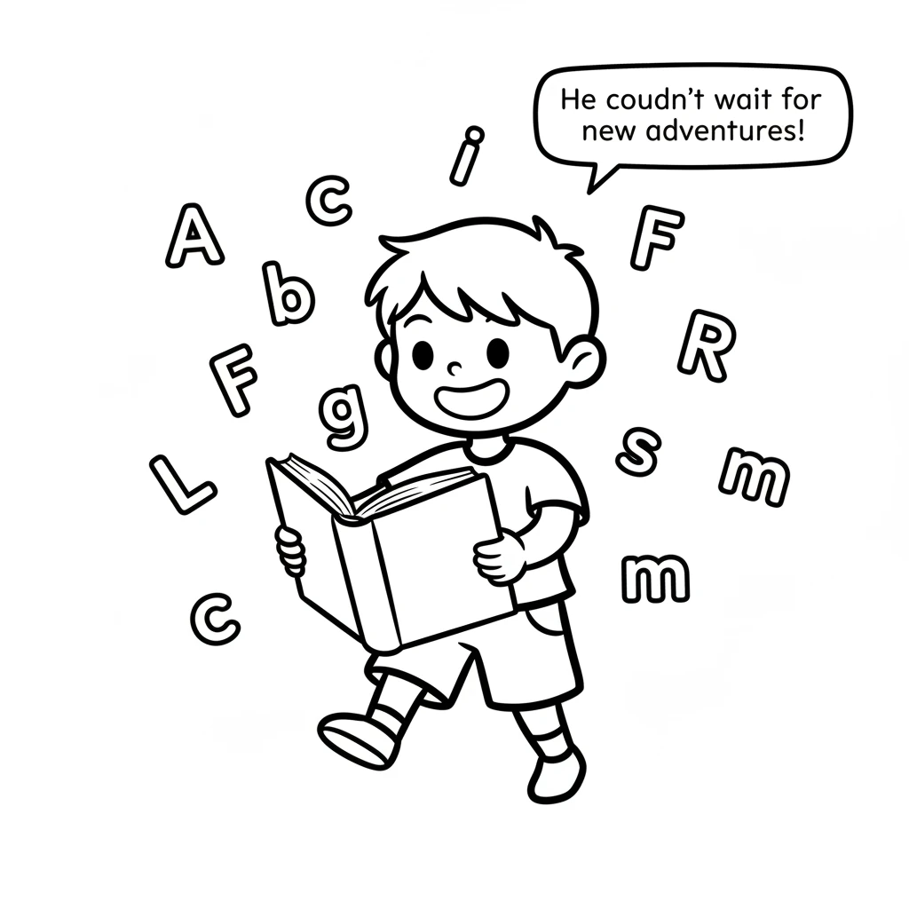 Alfie closes the magical book, a big smile on his face. He now knows that every letter holds a special adventure, and he can't wait to learn them all.