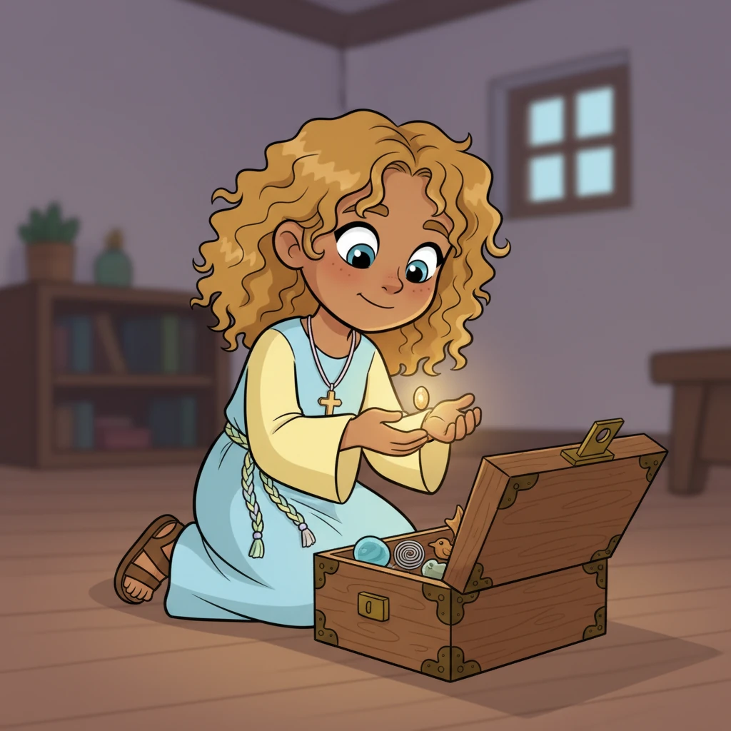 She remembered ancient stories of unwavering faith and a special glowing seed she had found years ago, tucked safely in her keepsake box. It pulsed with a soft, warm light, almost like a tiny star.