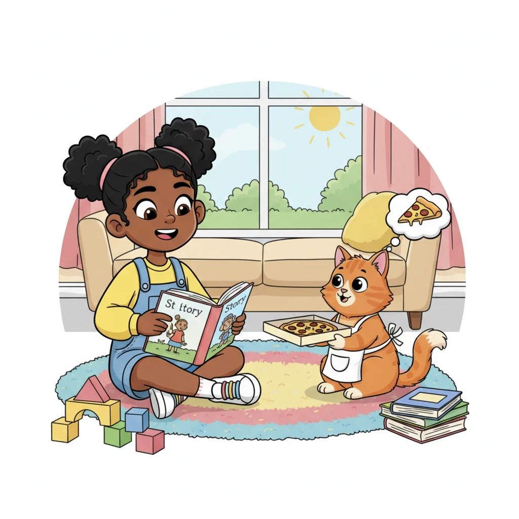Slowly but surely, Maya felt her confidence bloom. She could now read simple English stories with ease, her finger tracing the words, and even pretend to order a delicious, imaginary pizza from her cat in perfect English.