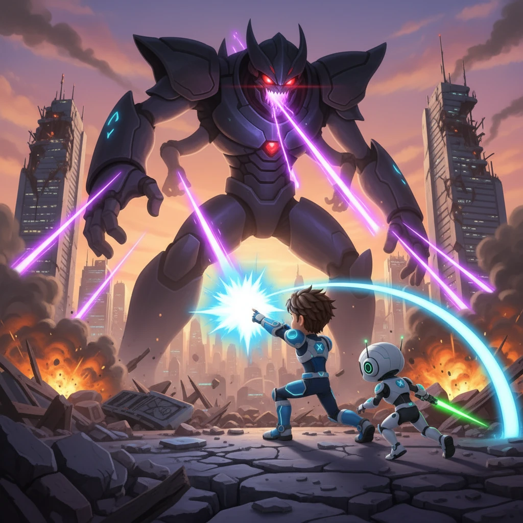 Sigma, now in a towering, monstrous form, confronts X and Zero, unleashing a barrage of destructive energy attacks. He boasts of his ultimate victory and the dawn of his new era. X and Zero combine their skills, X firing charged shots while Zero dashes in for close-range assaults, pushing Sigma back.