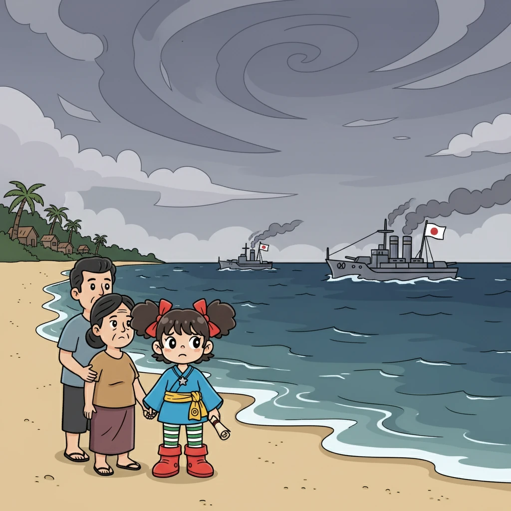 Jepang menginvasi berbagai negara di Asia Tenggara. Keiko dan keluarganya, yang tinggal di sebuah desa nelayan di Filipina, menyaksikan kedatangan kapal-kapal perang Jepang. Wajah-wajah mereka dipenuhi kebingungan dan kekhawatiran.