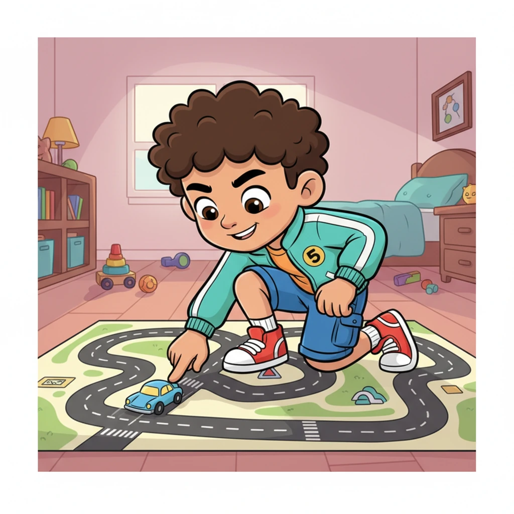 Aprendiendo de sus errores, Leo se concentró en el flujo de su dedo, sintiendo cada curva y cada recta. Sus movimientos se volvieron suaves y expertos, y el coche respondía a la perfección, deslizándose como un campeón. Se sentía como un verdadero piloto.