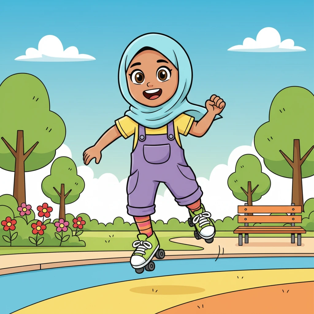 Zara dedicated every afternoon to practice, making sure to finish her homework first so she had no distractions. She learned to turn, to stop smoothly, and even attempted a small hop, her determination shining through. There was no time for delay when such a fun goal was in sight!