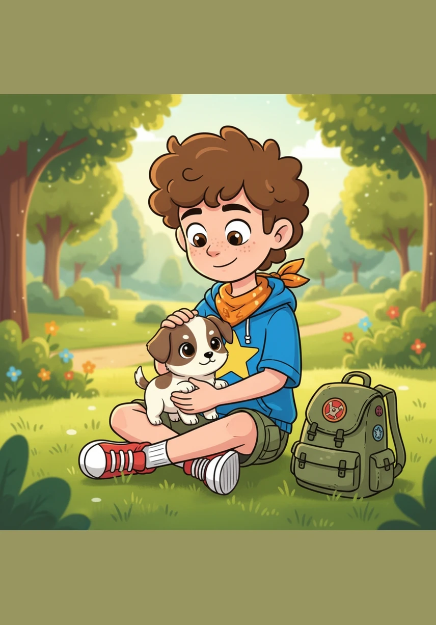 沐沐慢慢地蹲下身子，隔着围栏轻轻地呼唤，声音温柔得像一阵微风。他伸出一只手，耐心地等待着，想让这个小家伙知道自己并没有恶意，只是想和它交个朋友。