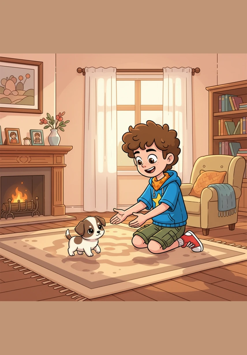 回到家后，沐沐早已为豆包准备好了舒适的棉窝和亮晶晶的饭碗。豆包好奇地四处张望，用小爪子试探着柔软的地毯，感受着这个属于它的新天地。