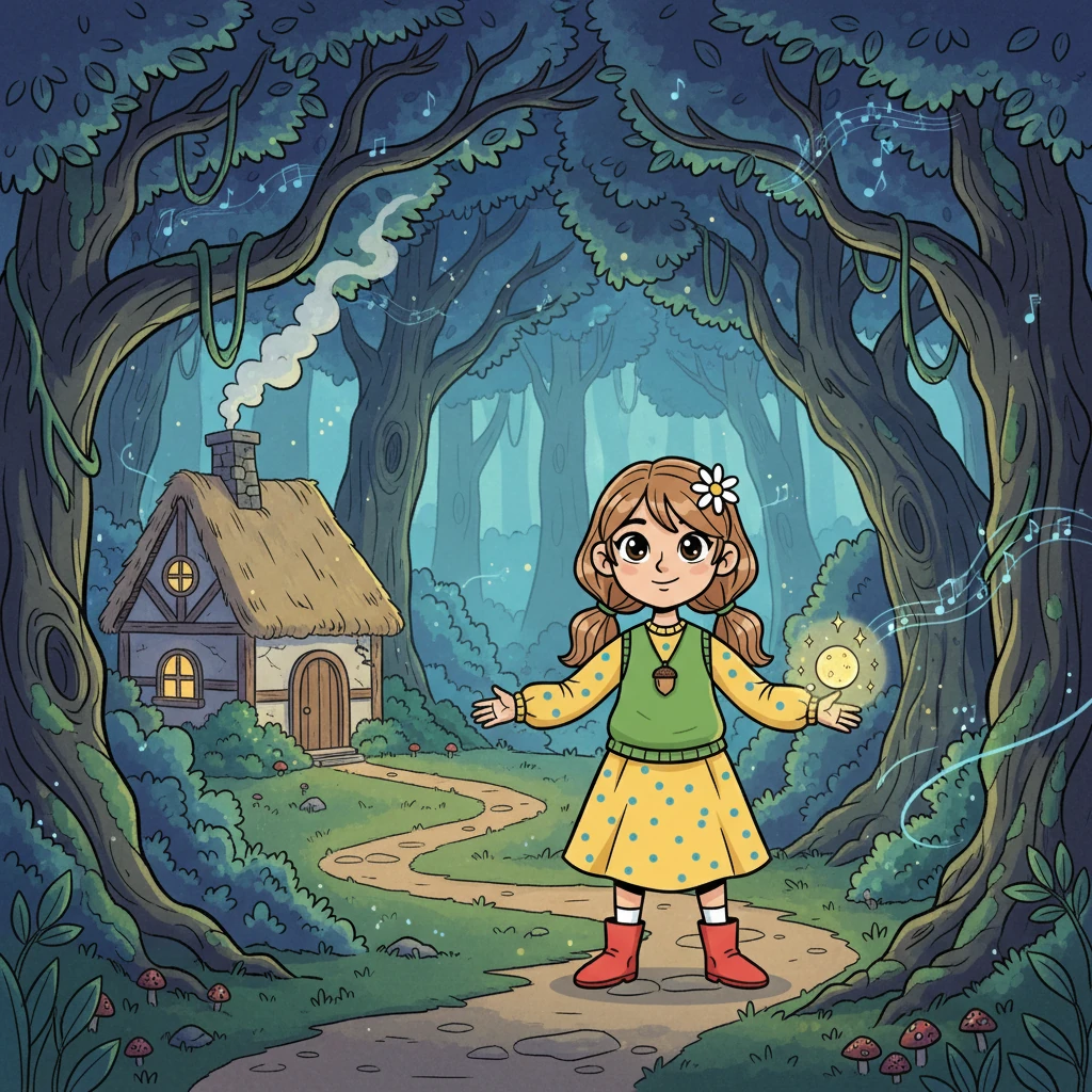 Elara, a girl with bright eyes and a kind smile, lived in a small cottage at the edge of the Whispering Woods. The woods were said to be filled with secrets and whispers, a place where the trees hummed ancient melodies. Elara, however, was not afraid; she loved the woods and longed to uncover their mysteries.