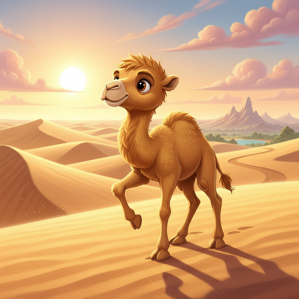 здравствуй, напиши короткую сказку о верблюжонке, - fairy-tale