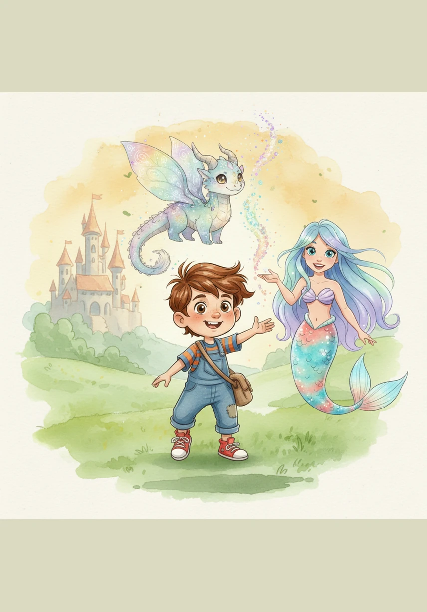 As the final stamp is pressed, the entire passport erupts in a shower of magical confetti and golden light. Oliver looks down to see his book has transformed into a beautiful gallery of living memories from his unforgettable day of adventure.