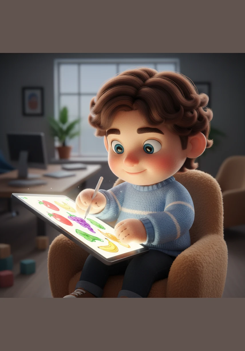 Leo sits before a glowing screen, his eyes bright with the vision of a digital marketplace where fresh food is only a click away. He begins by sketching the vibrant frontend, laying the foundation for a world of fruits and vegetables.