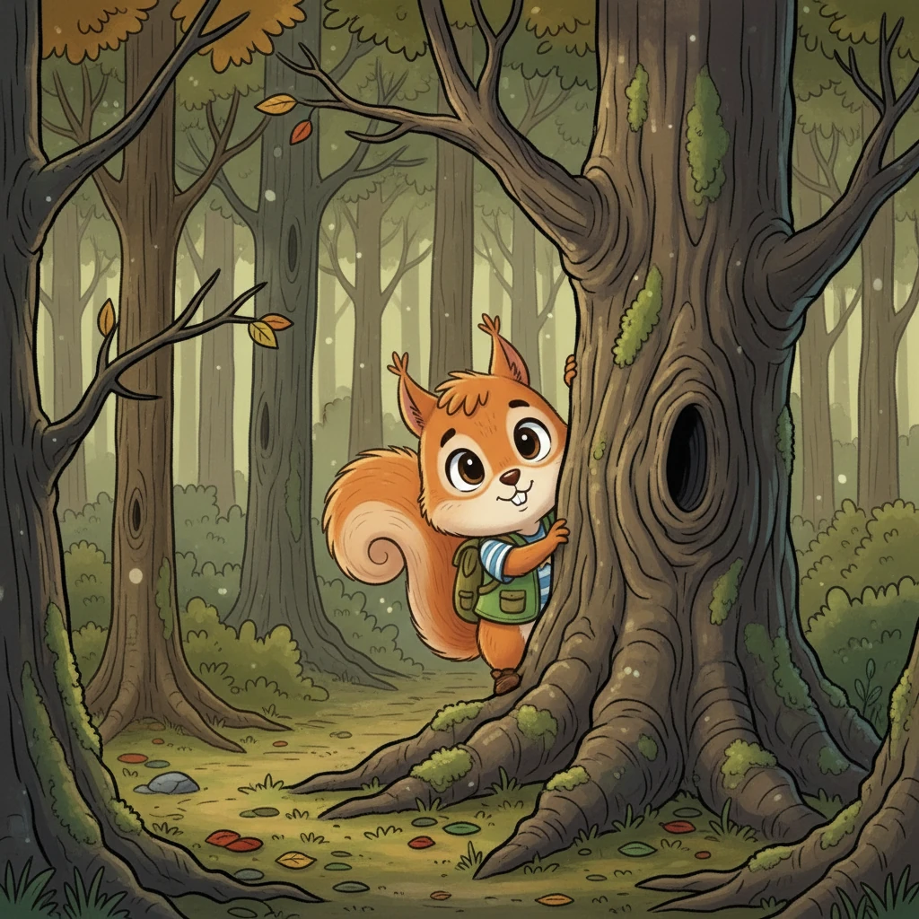 Sincap Fındık, fısıldayan ağaçlarla dolu sık bir ormana girdi. Yollar birbirine karışıyor, her yer aynı görünüyordu. Biraz korktu ve yolunu kaybettiğini düşündü.