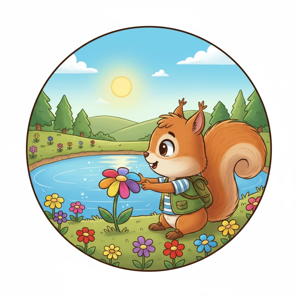 Uzun bir yürüyüşün ardından, Fındık sonunda Işıltılı Göl'e ulaştı. Göl, güneş ışığında parıl parıl parlıyor, etrafında rengarenk çiçekler açıyordu. Hayal ettiğinden de güzel ve huzurluydu.