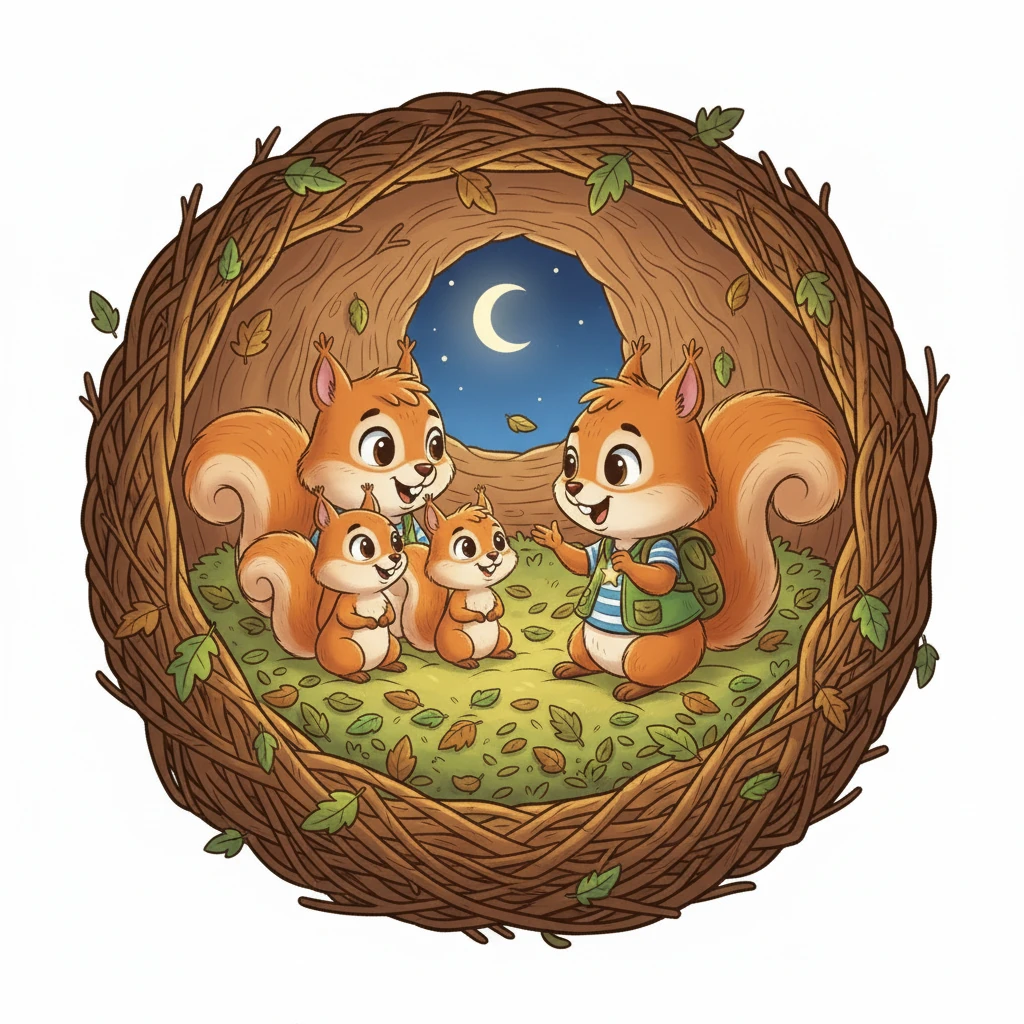 Fındık, ailesinin yanına, meşe ağacındaki yuvasına döndü. Heyecanla maceralarını anlattı, ailesi onu gururla dinledi. Kendi yuvasının sıcaklığını ve güvenliğini her zamankinden daha çok takdir etti.