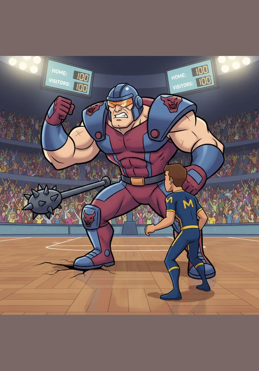 The game intensifies as the opposing team fights back with a thunderous slam dunk that shakes the entire court. As the halftime buzzer sounds, the scoreboard shows the Ultras trailing 65 to 70, leaving the team feeling the weight of the challenge.