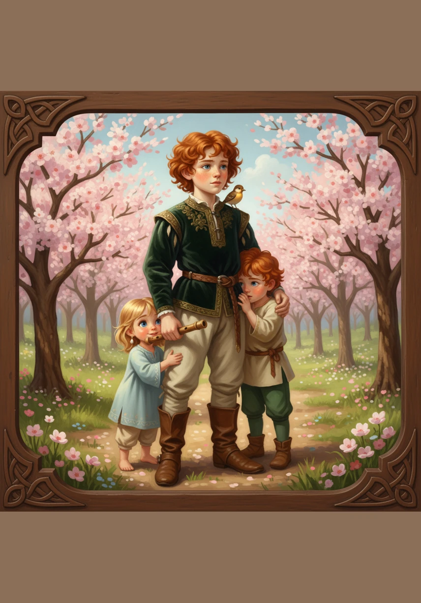 Daithi, the tallest of the bunch, adjusts his blue glasses and scans the high branches of the apple tree. He spots a bright purple egg tucked away in the crook of a limb and reaches up with his long arms to claim the first prize.