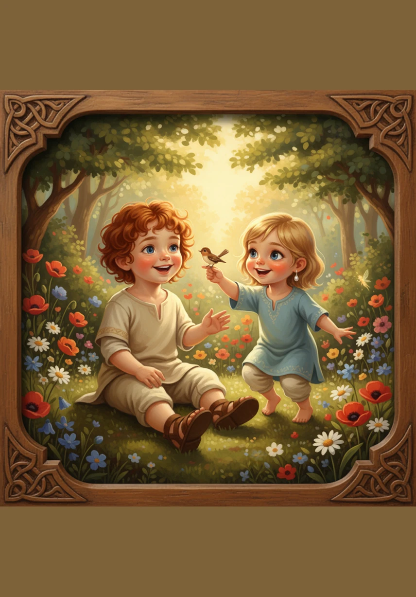 Baby Tadhg crawls across the soft lawn, his ginger hair tufts blowing in the gentle breeze. He lets out a happy squeal when he bumps into a giant, soft-toy egg hidden right in the middle of the grass.