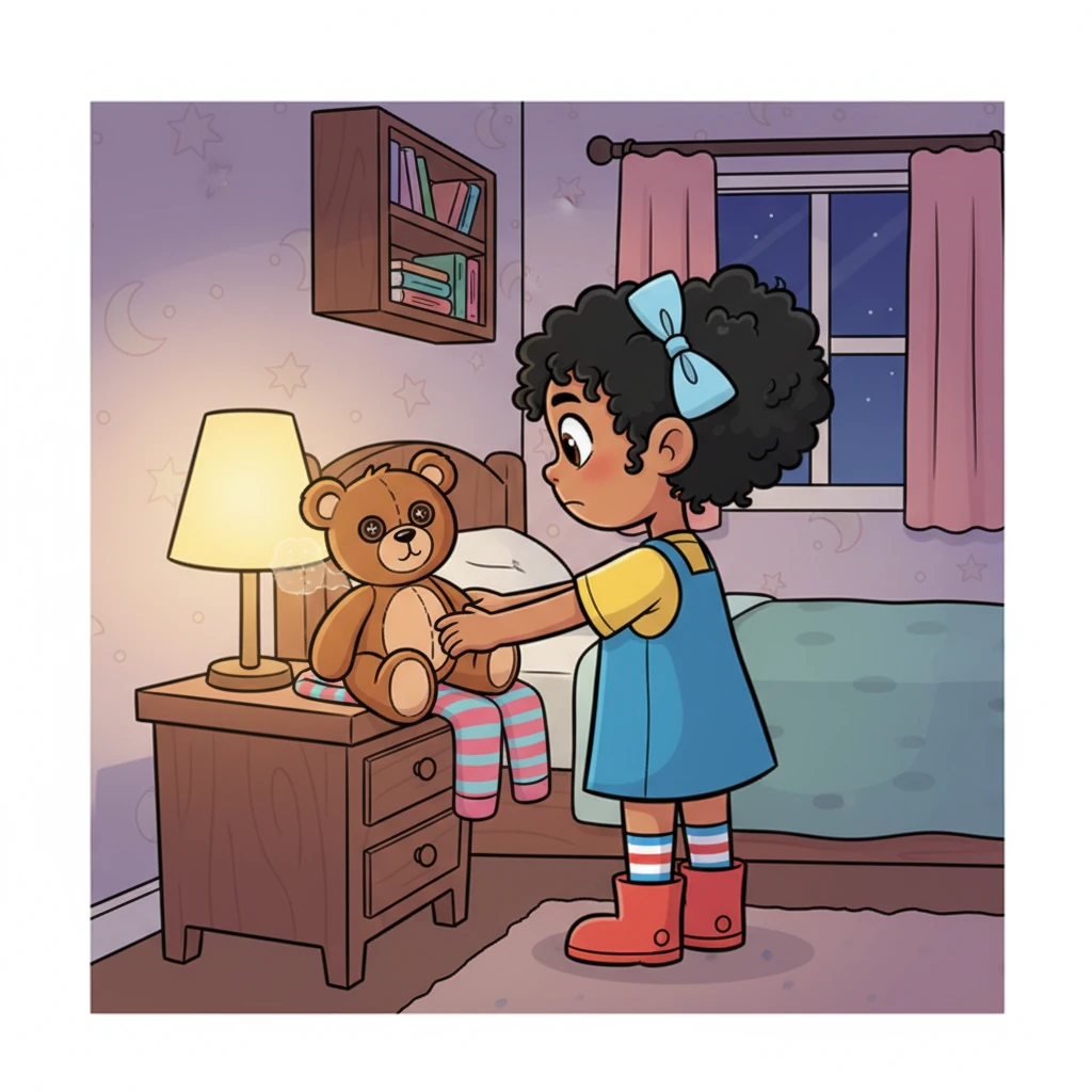 Later that evening, Lily places the teddy bear, whom she's named Buttons, on her bedside table. As she turns away to get ready for bed, Buttons' head subtly tilts, and a faint, almost imperceptible rustle comes from its stuffing. Lily pauses, hearing nothing more, and shrugs it off as her imagination.