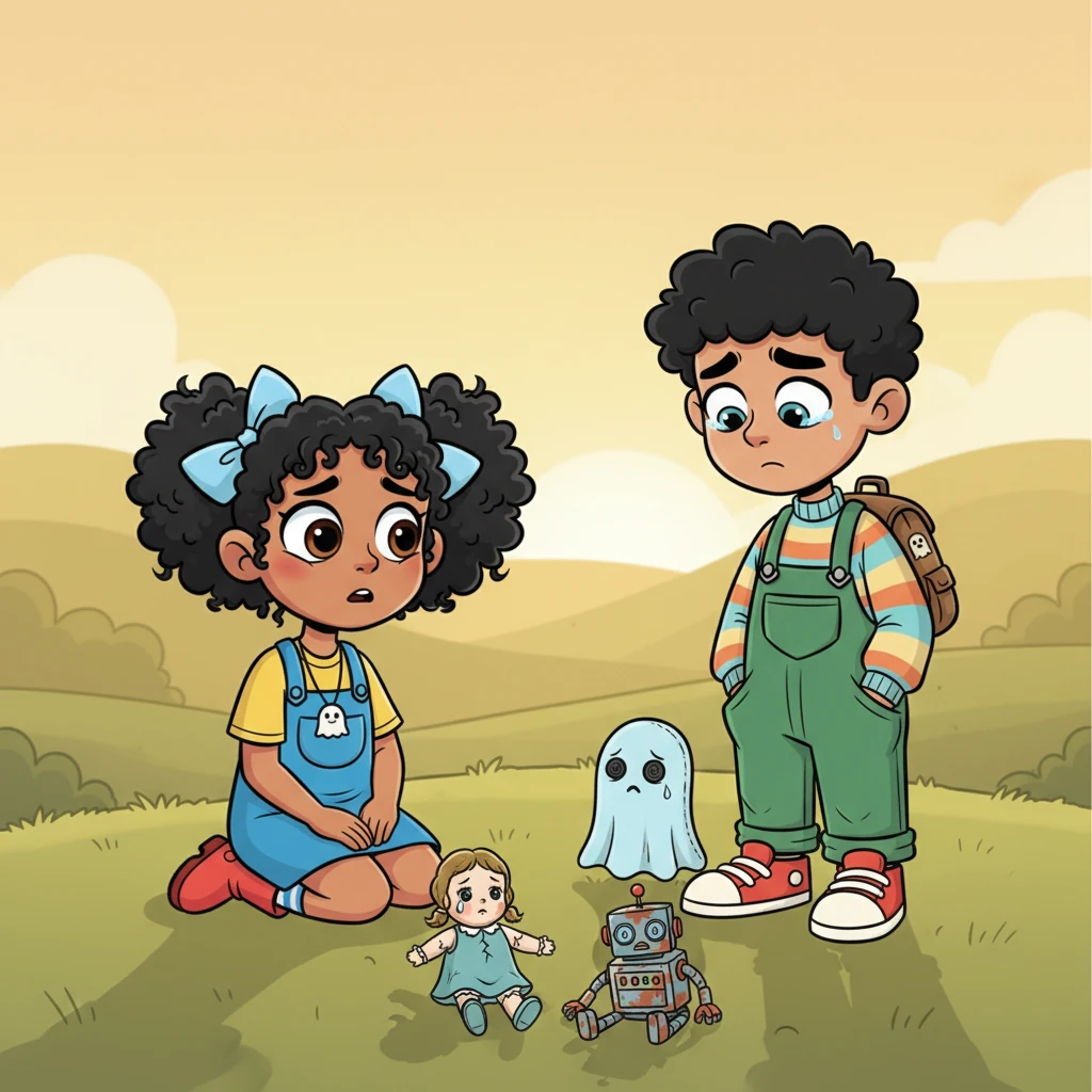 Lily realizes Buttons wasn't trying to be spooky; he was simply trying to find his long-lost friends. She sees a tear-like glint on the porcelain doll's cheek and a sad tilt to the robot's head. A wave of empathy washes over her.