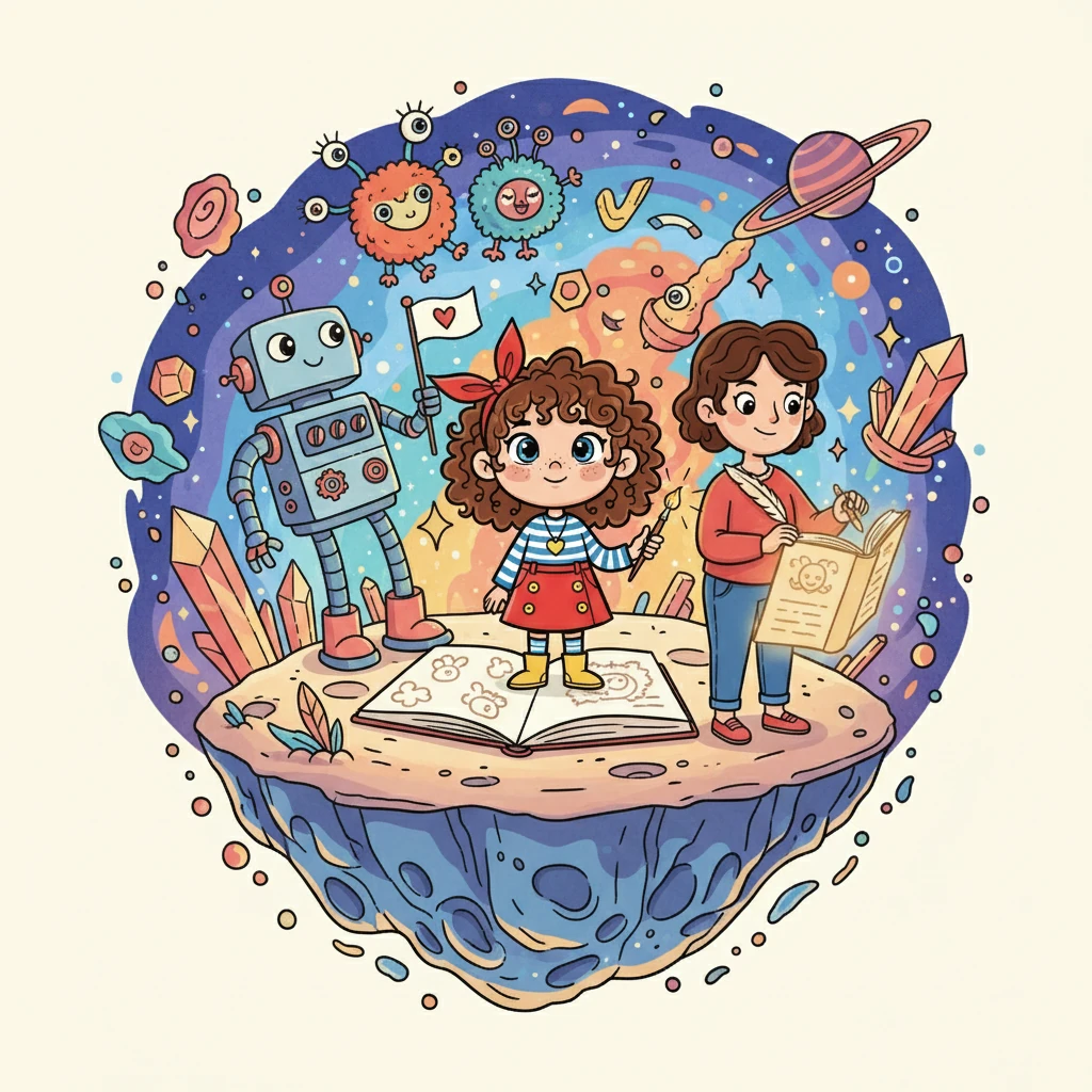 Ensemble, elles créèrent un monde imaginaire. Émi dessina des créatures fantastiques, des paysages lunaires et des robots incroyables. Sa maman l'aidait à écrire des histoires palpitantes, où Émi devenait une héroïne capable de tout.