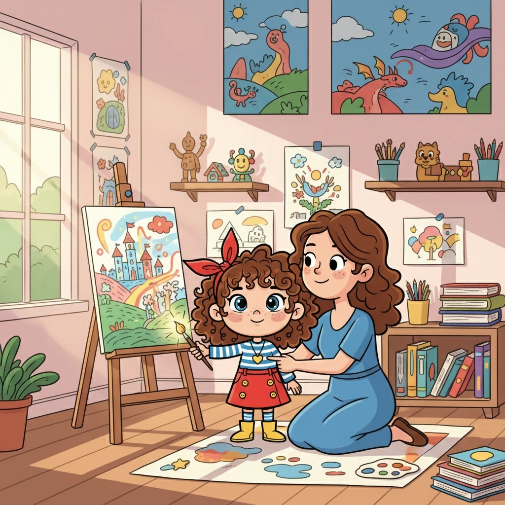 Émi, désormais consciente de ses super-pouvoirs, continuait à explorer son imagination. Elle savait que sa différence était sa plus grande force. Avec l'amour de sa maman et sa créativité sans limites, elle était prête à affronter le monde, un dessin et une histoire à la fois.