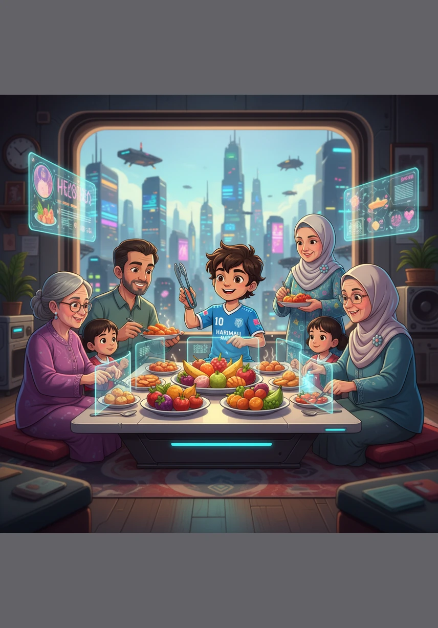 Haris sits down with family and friends for a wonderful feast of local fruits and home-cooked treats. Everyone practices their new safety habits, proving that safe food keeps their bodies strong, their minds sharp, and their smiles bright.