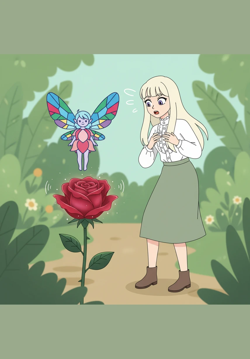 As Lily leaned in to smell the flower, a tiny, melodic voice whispered her name, causing her to jump back in surprise. The rose’s petals shimmered like silk as it introduced itself as Rosalind, the guardian of a forgotten realm.