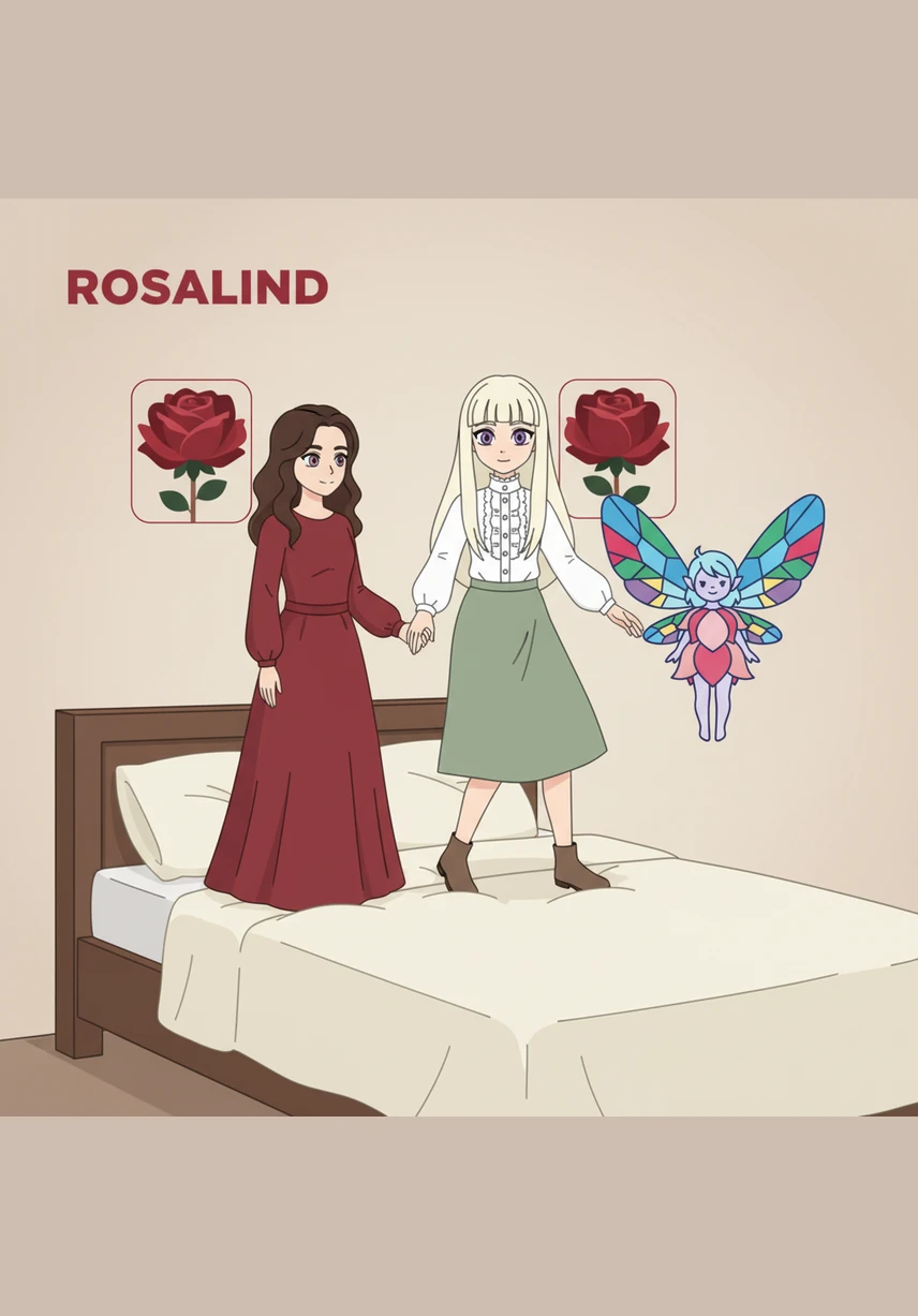 She landed softly on a bed of glowing moss in a forest where the flowers were as tall as houses and butterflies trailed sparkles behind them. The air smelled of honey and fresh rain, and the ground hummed with a gentle, rhythmic energy.