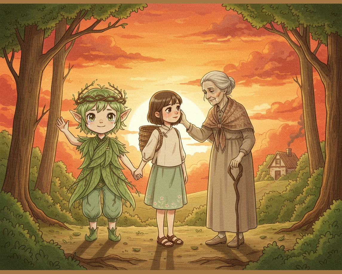 夕阳西下,天边染上了瑰丽的橘红色,三人依依不舍地准备离开。小雨手里攥着剩下的半个青团,再次回头望向那片静谧的墓地,眼神中多了一份以前未曾有过的温柔与懂事。