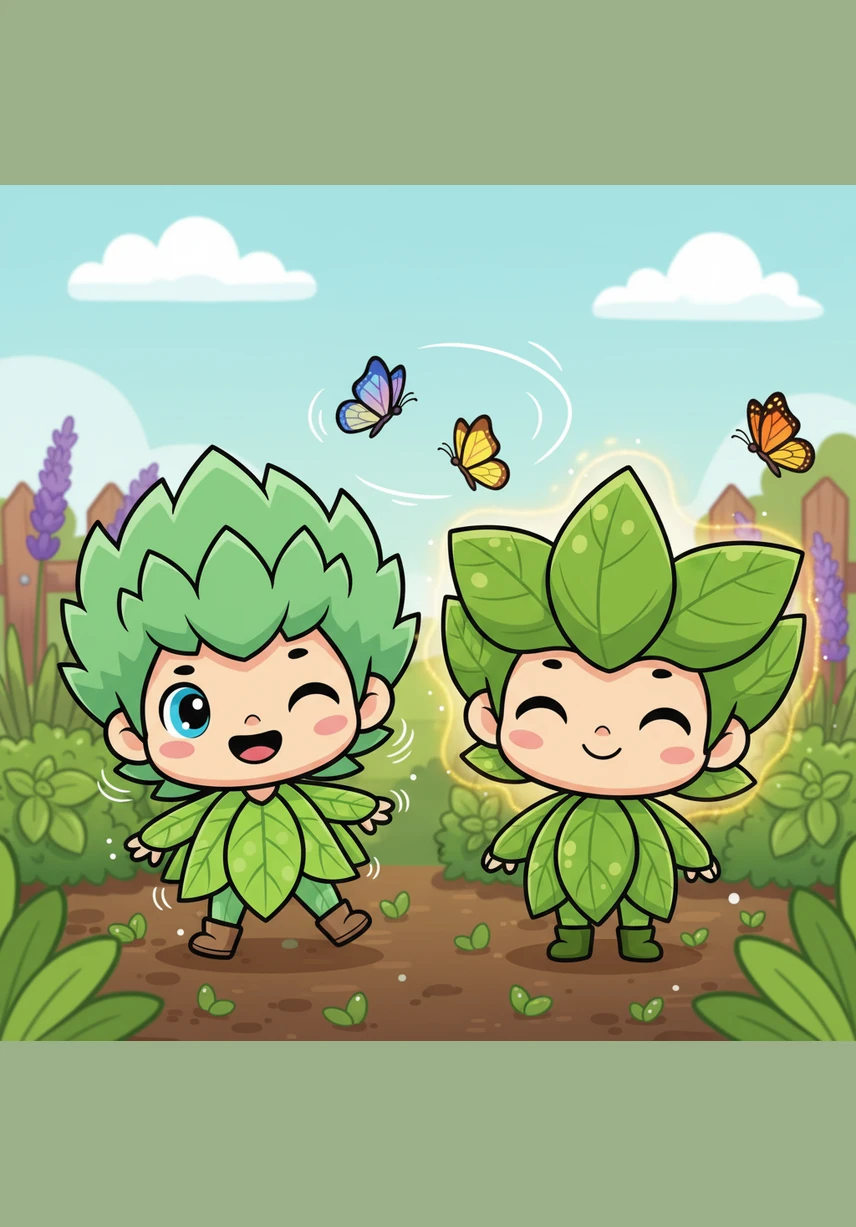 香草宝宝们终于可以大口呼吸了，薄荷宝宝瞬间恢复了冰凉的活力，在微风中快乐地摇摆。九层塔又散发出浓郁的香气，引来了几只彩色的蝴蝶在周围翩翩起舞。