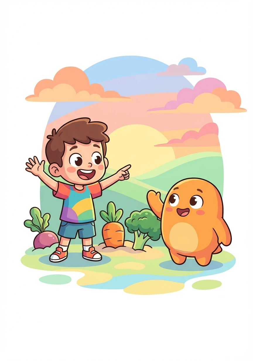 Setelah seharian bermain, Nino berpamitan dengan Momo. Nino berjanji akan mencoba makan sayuran setiap hari dan mengajak teman-temannya juga.