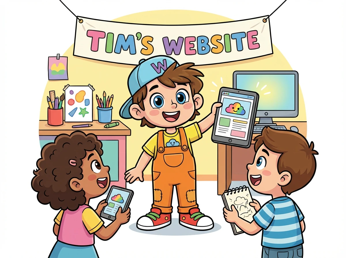 Tim ist stolz auf seine eigene Webseite und inspiriert andere Kinder, ihre eigenen Webseiten zu erstellen. Er hat gelernt, dass man mit Kreativität und ein bisschen Mühe seine Träume verwirklichen kann.
