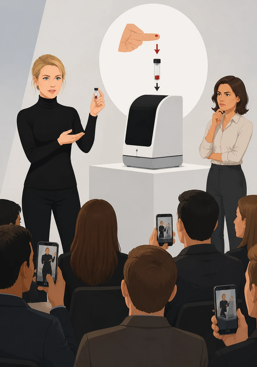 She introduced the world to a sleek device called Edison, claiming it could perform hundreds of complex medical tests using only a single drop of blood. This promise of painless and cheap testing captured the imagination of the entire public.