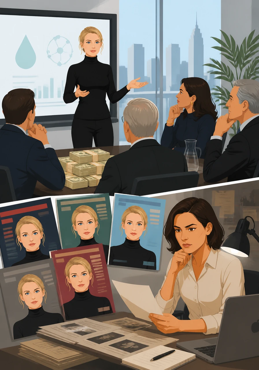 Elizabeth's charismatic presentations quickly convinced some of the world's most powerful and wealthy individuals to invest millions in her vision. She became the youngest self-made female billionaire, appearing on the covers of every major business magazine.