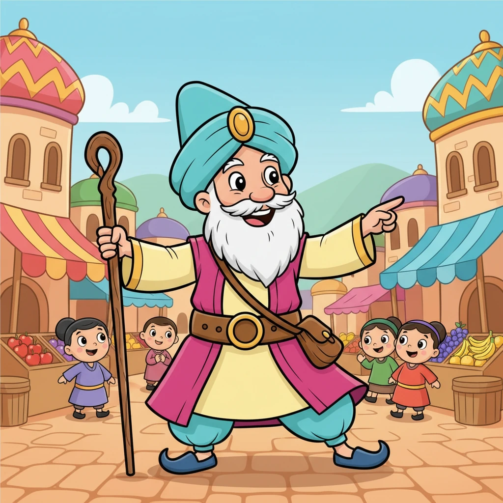 В яркой, цветастой деревне жил добрый и мудрый старик по имени Ходжа Хасан. Его улыбка была такой же теплой, как летнее солнце, а глаза всегда искрились озорством. Он любил помогать людям и всегда находил необычные решения для самых запутанных проблем.