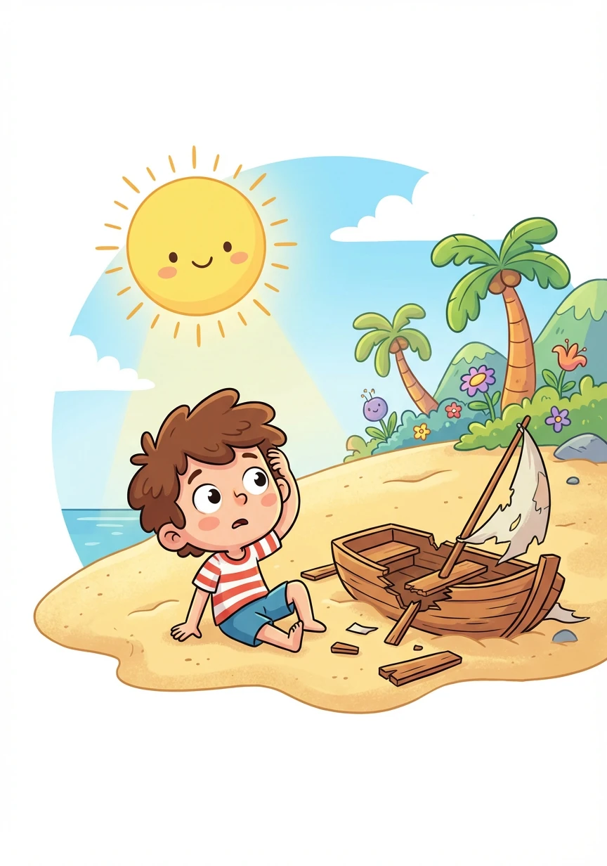 I woke up on a sandy beach, the sun warm on my face. My boat was splintered nearby, and I was alone on a strange, unfamiliar island. Where was I?