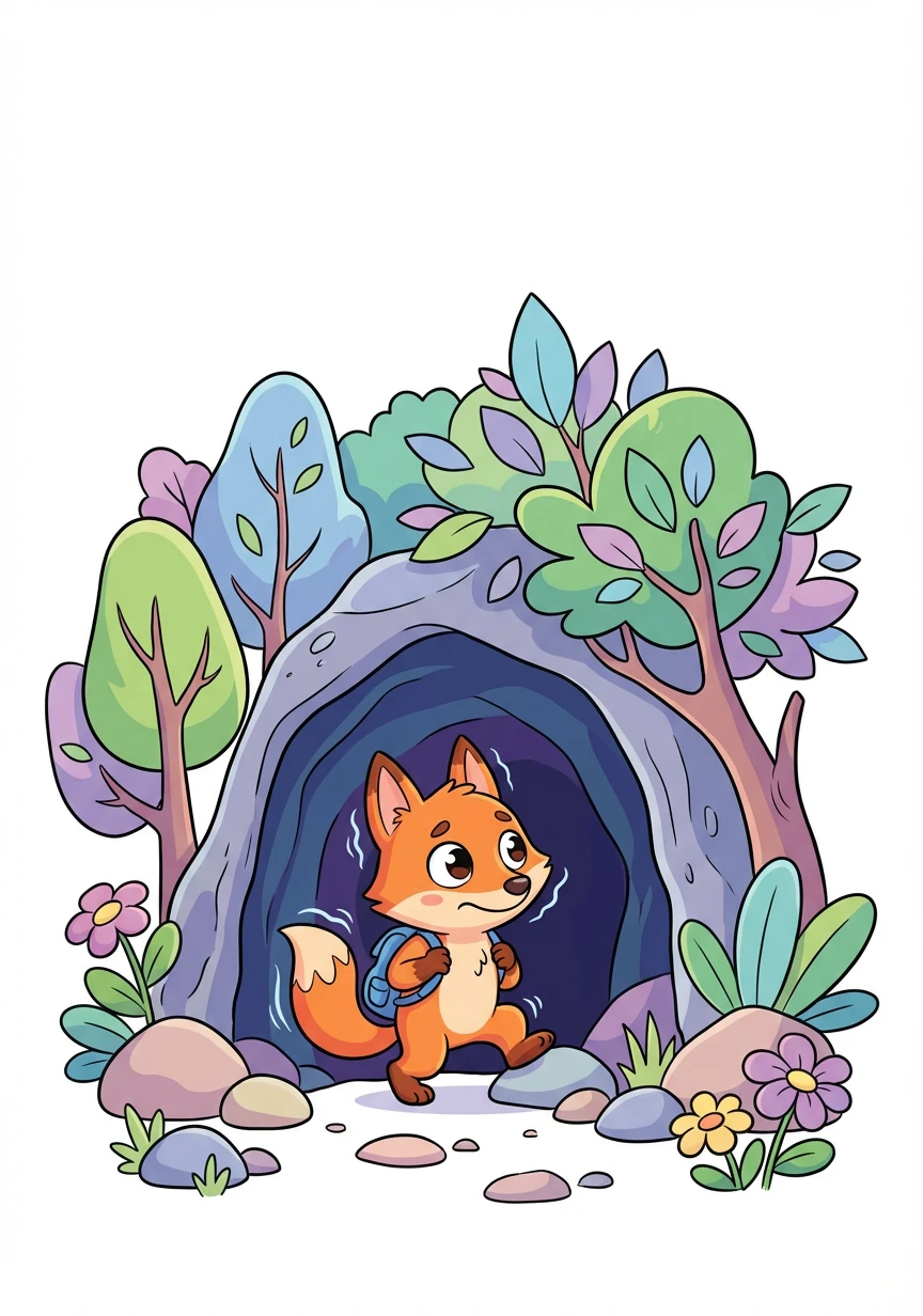 Hidden amongst the trees, I found a dark, gaping cave. A shiver ran down my spine, but a sense of adventure urged me forward. I took a deep breath and stepped inside.