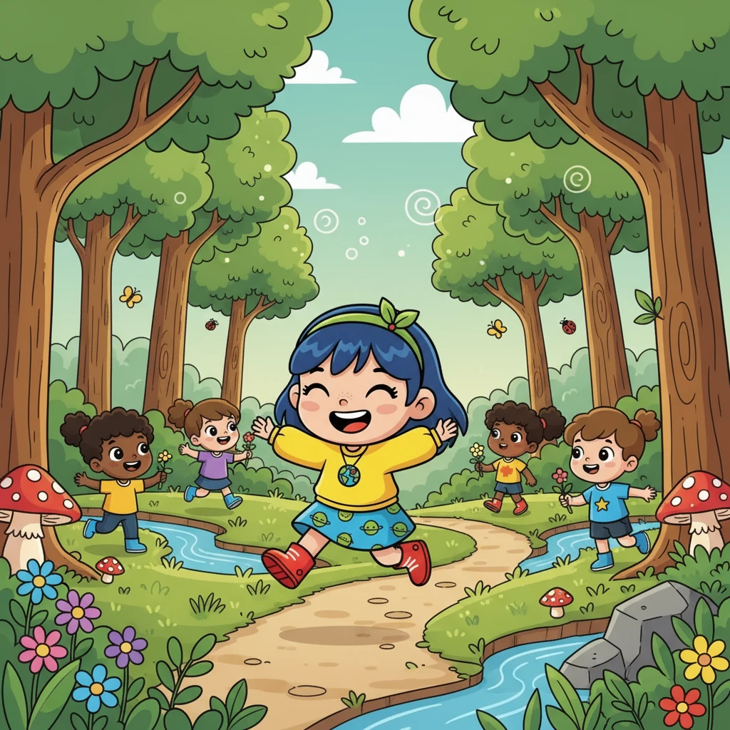 Khu rừng trở lại vẻ đẹp vốn có, trong lành và tươi mát. Bé Na và các bạn vui vẻ vui chơi, hít thở không khí trong lành. Họ hiểu rằng, mỗi hành động nhỏ đều góp phần tạo nên một thế giới xanh tươi.