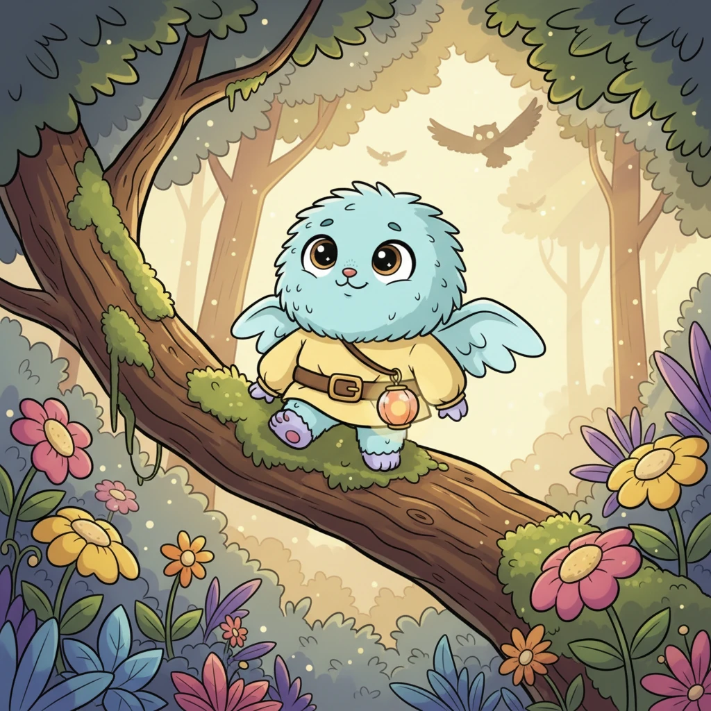 No coração de uma floresta mágica, vivia Glau, uma pequena coruja de olhos arregalados. Ela adorava o sol, mas a noite a enchia de um medo tremendo. Enquanto outras corujas voavam livremente, Glau sonhava em explorar, mas suas asas permaneciam quietas em seu galho aconchegante.