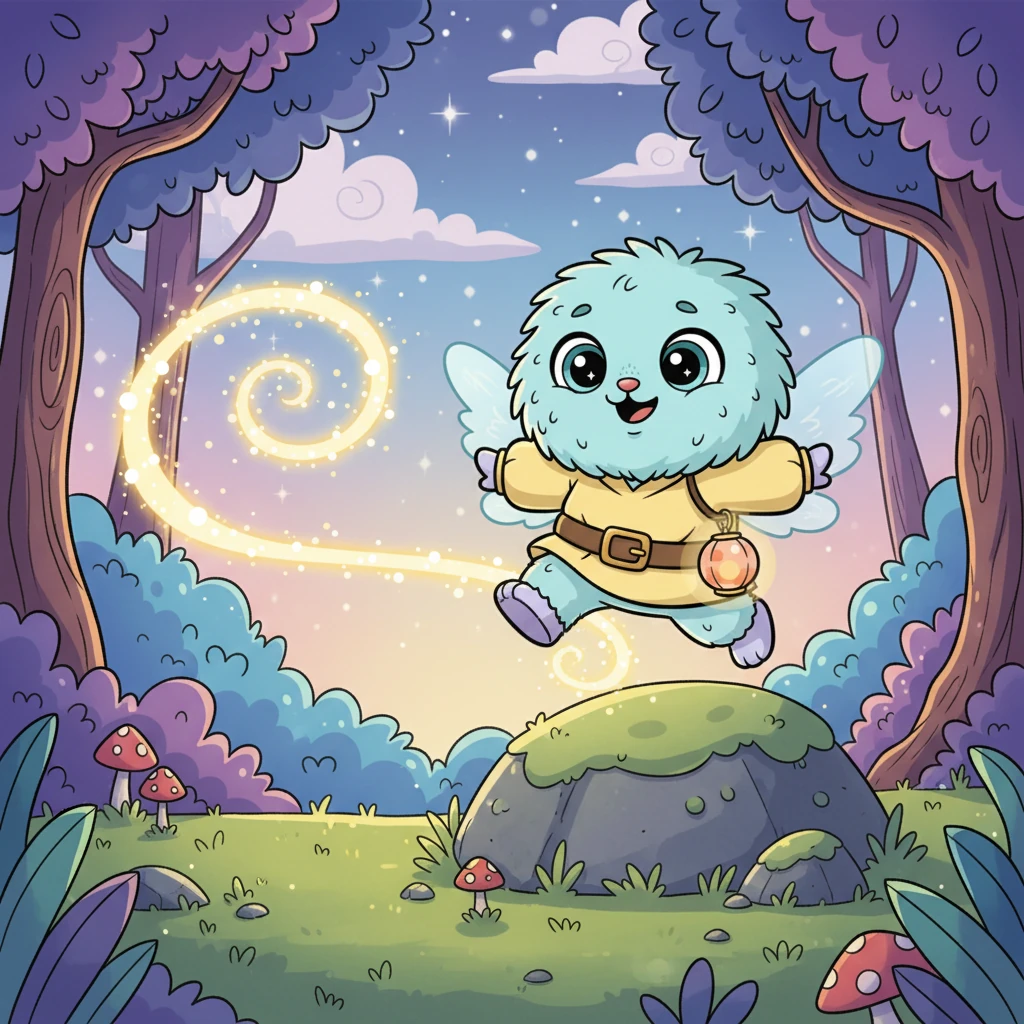 Lumi dançou e girou, convidando Glau a segui-la com sua luz gentil. Glau hesitou, mas a luz de Lumi era tão acolhedora que o medo parecia um pouco menor. Ela deu um pequeno salto, suas asas batendo suavemente, sentindo uma pontada de esperança.