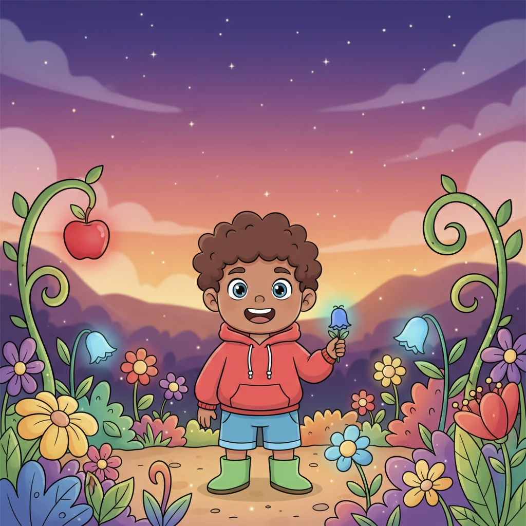 As the day gently turns to evening, Leo looks around at the beautiful, vibrant garden, glowing with all its colors. He feels so happy and proud of the courage, calm, joy, and kindness he found today. What a wonderful, colorful adventure!
