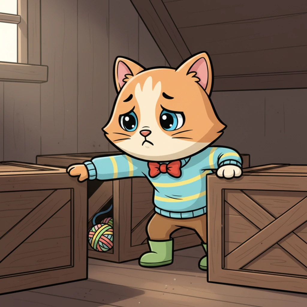 Whiskers tries to reach her beloved toy, stretching her long paw as far as it can go, but the space is too narrow. She lets out a soft, mournful meow, her ears drooping slightly. Her expressive face shows a touch of sadness and frustration.