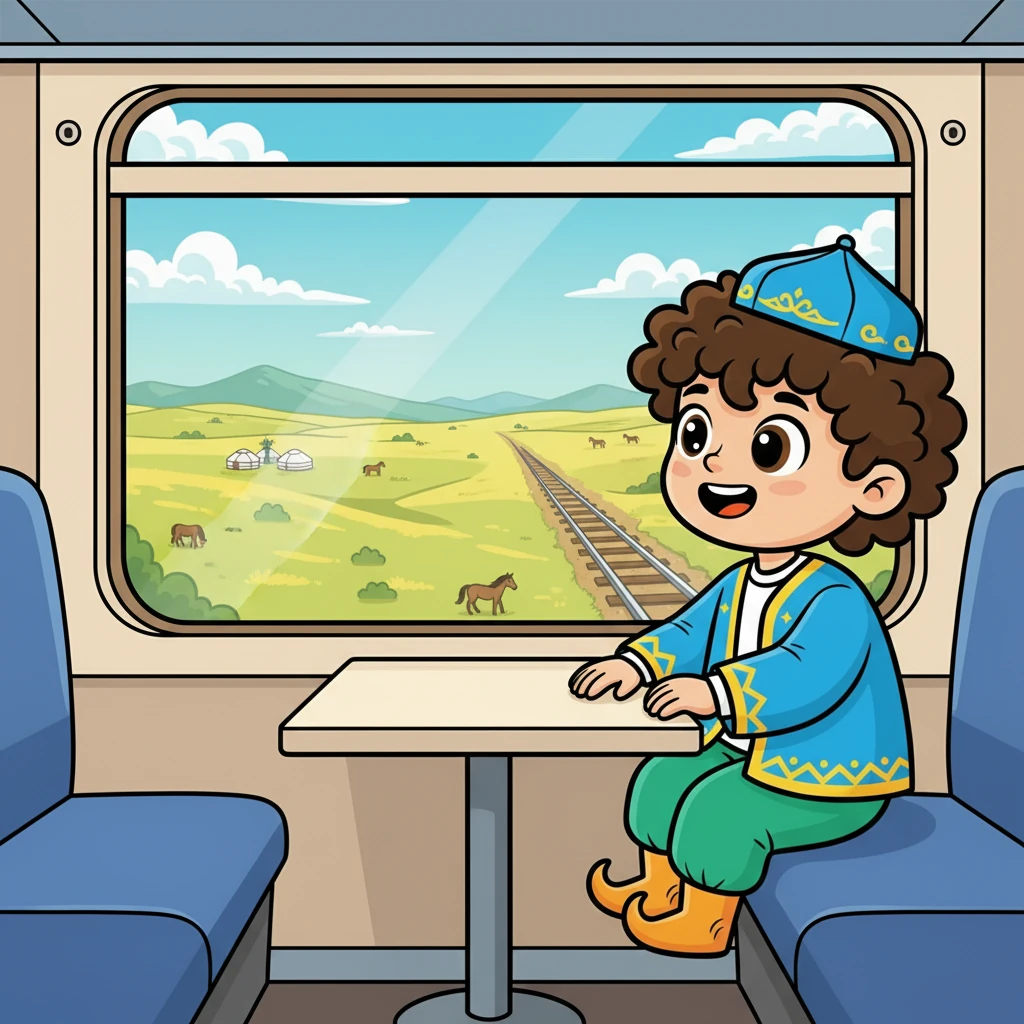 Пойызбен саяхаттап бара жатып, Данияр терезеден қазақ даласының кеңдігін тамашалады. Оның жүрегі толқынып, әжесін көруге асықты.